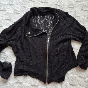 Black lace zip up jacket